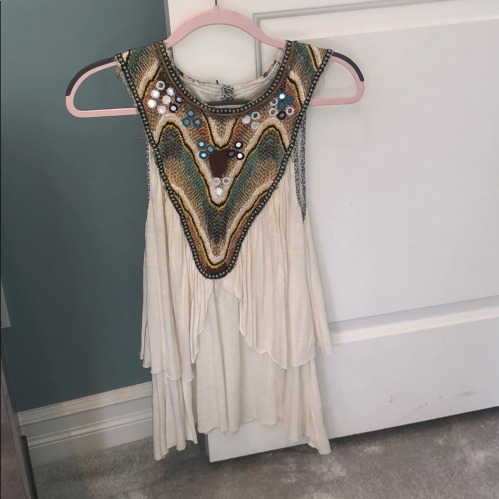 Free people tank with embroidery and mirror detail